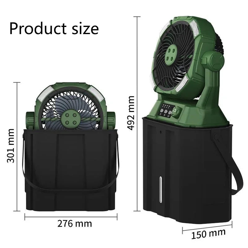 Outdoor Camping Fan Super Long Life USB Charging Fan Fishing Portable Moisturizing Spray Camping Fan Light Camping Fan