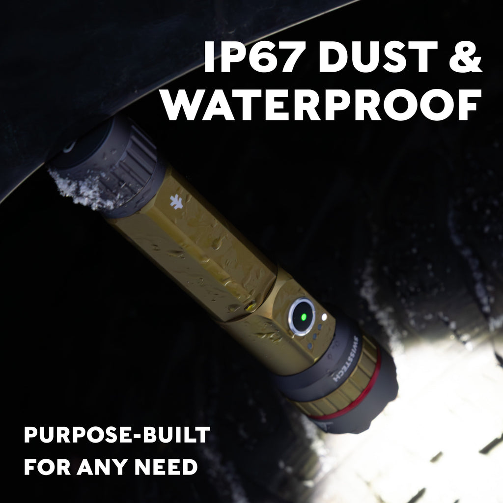 5000 Lumen Rechargeable LED Flashlight with IP67 Waterproof Magnetic Tailcap