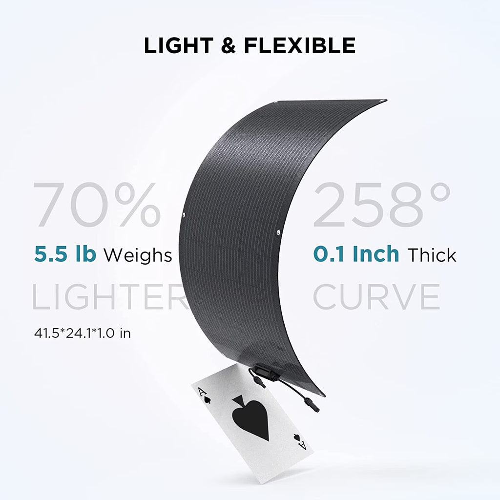 Ecoflow 100W Flexible Solar Panel with High Efficiency Solar Modules, IP68 Waterproofing, Ideal for Off-Grid Solar Panel Kits, PV Charging, Power Kits & Ecosystem