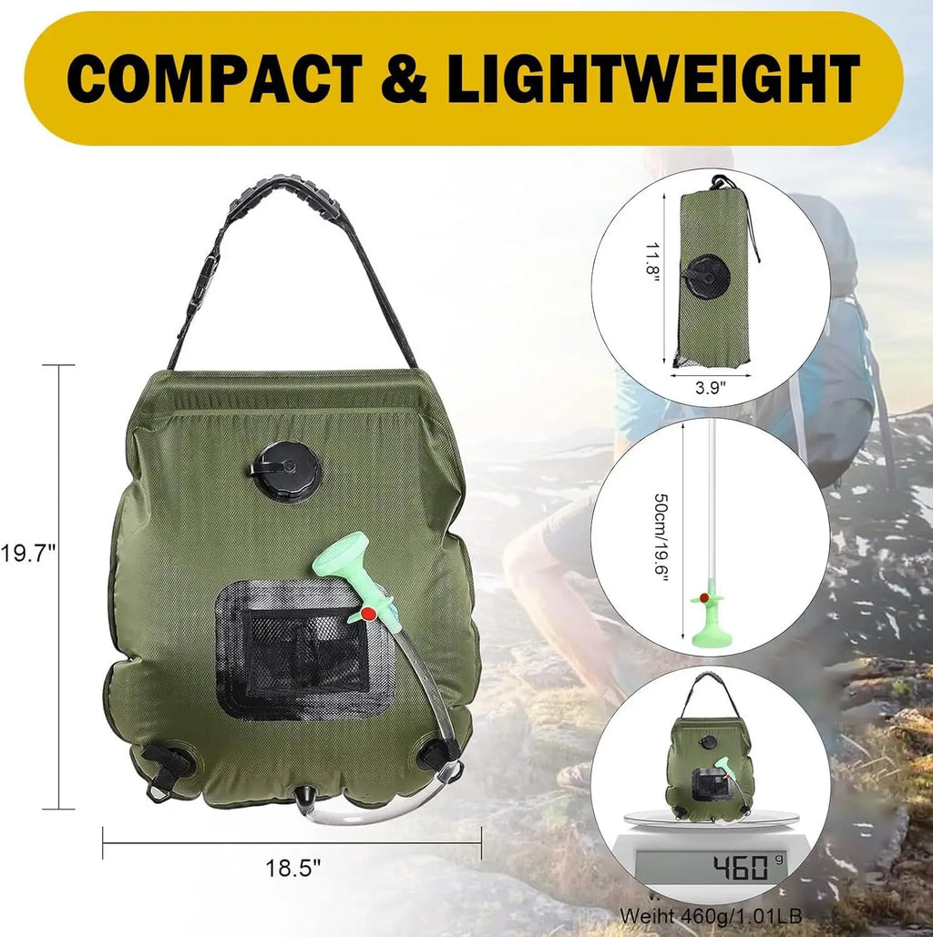 Outdoor Portable Shower Bag Outdoor Bath Cooler Heated Camping Shower Bag Removable Hose Camping Shower Camping Hiking Bag