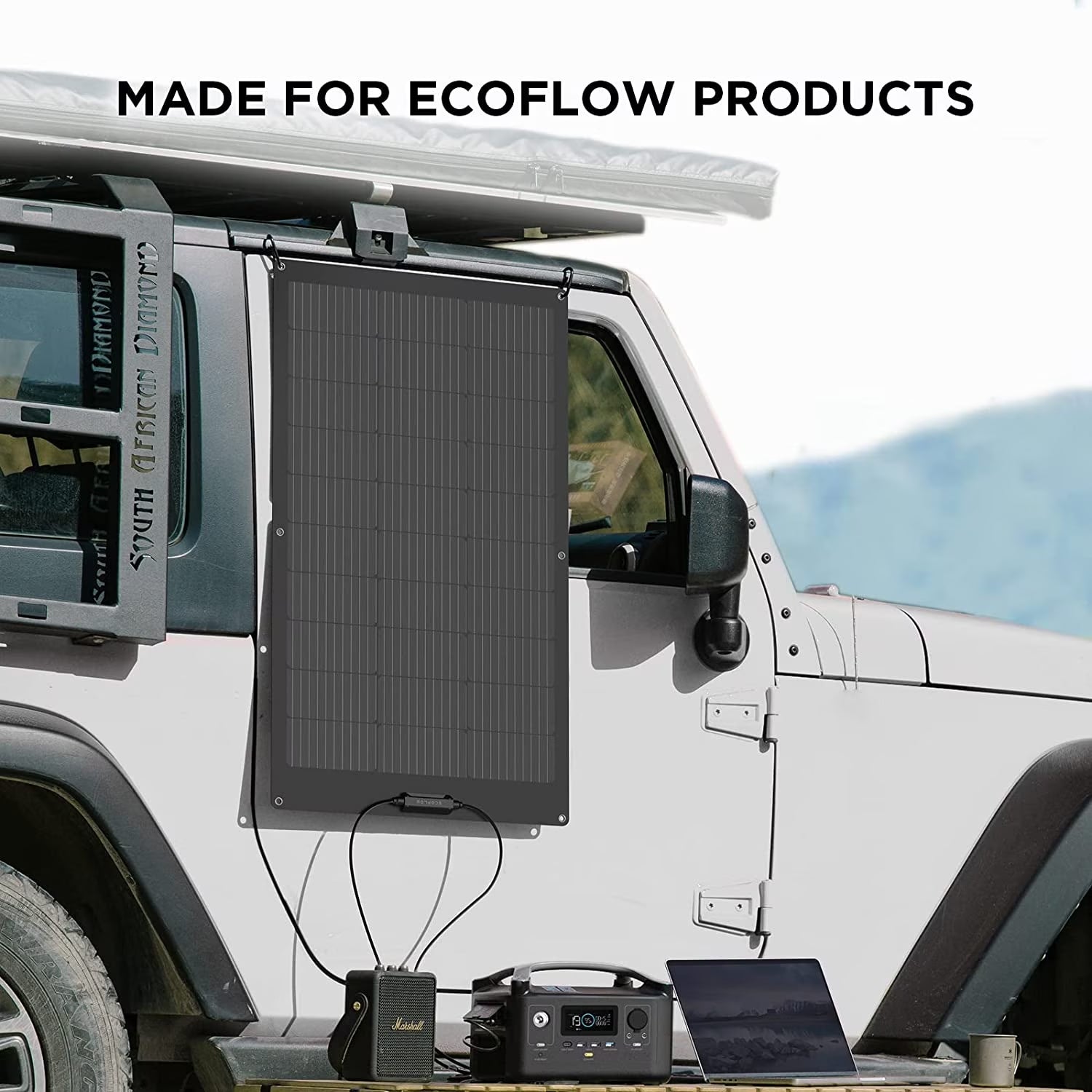 Ecoflow 100W Flexible Solar Panel with High Efficiency Solar Modules, IP68 Waterproofing, Ideal for Off-Grid Solar Panel Kits, PV Charging, Power Kits & Ecosystem