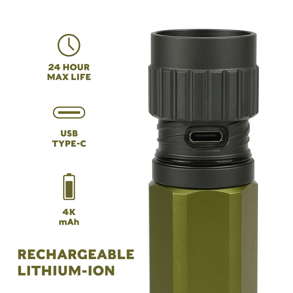 5000 Lumen Rechargeable LED Flashlight with IP67 Waterproof Magnetic Tailcap