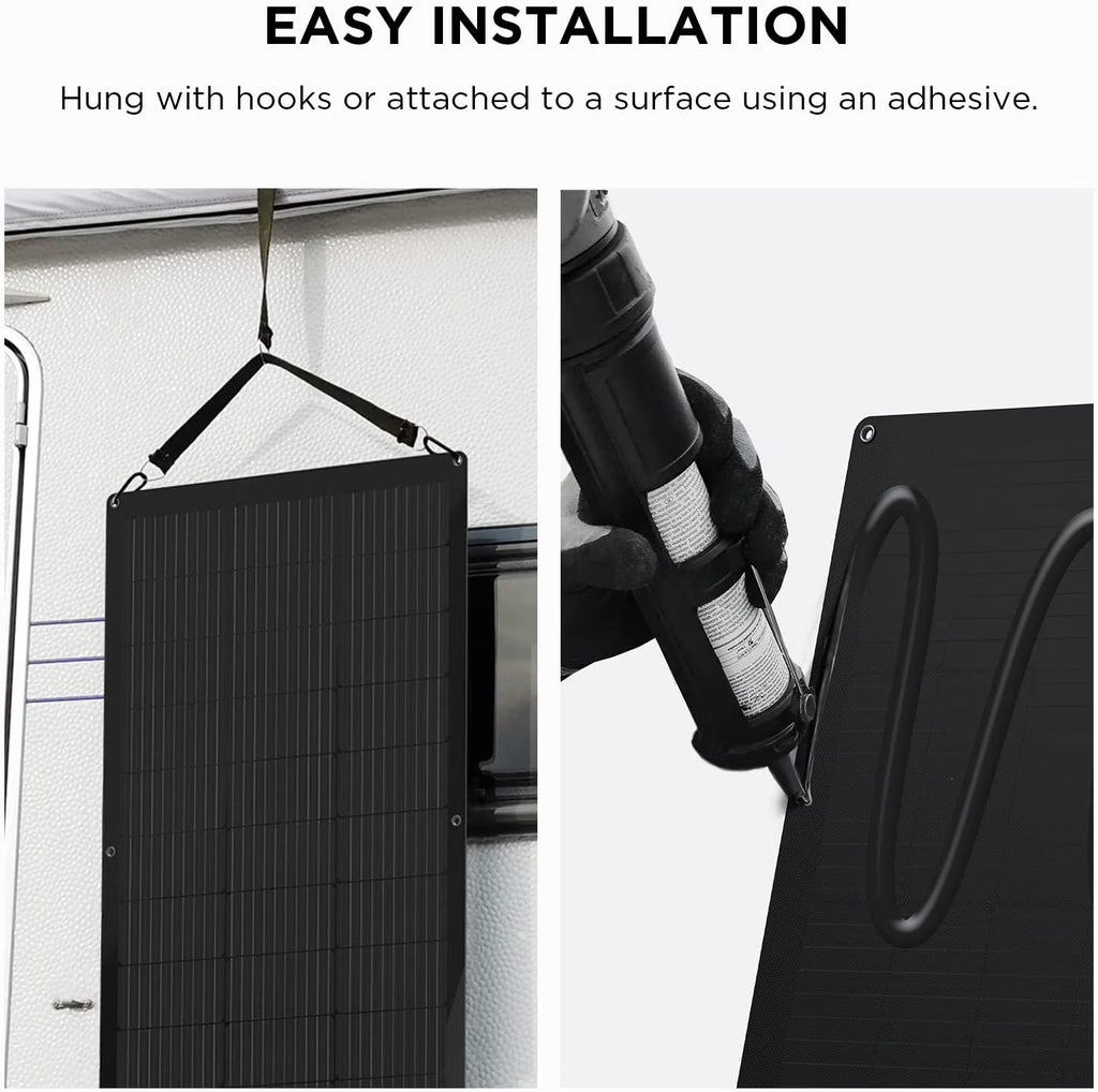 Ecoflow 100W Flexible Solar Panel with High Efficiency Solar Modules, IP68 Waterproofing, Ideal for Off-Grid Solar Panel Kits, PV Charging, Power Kits & Ecosystem