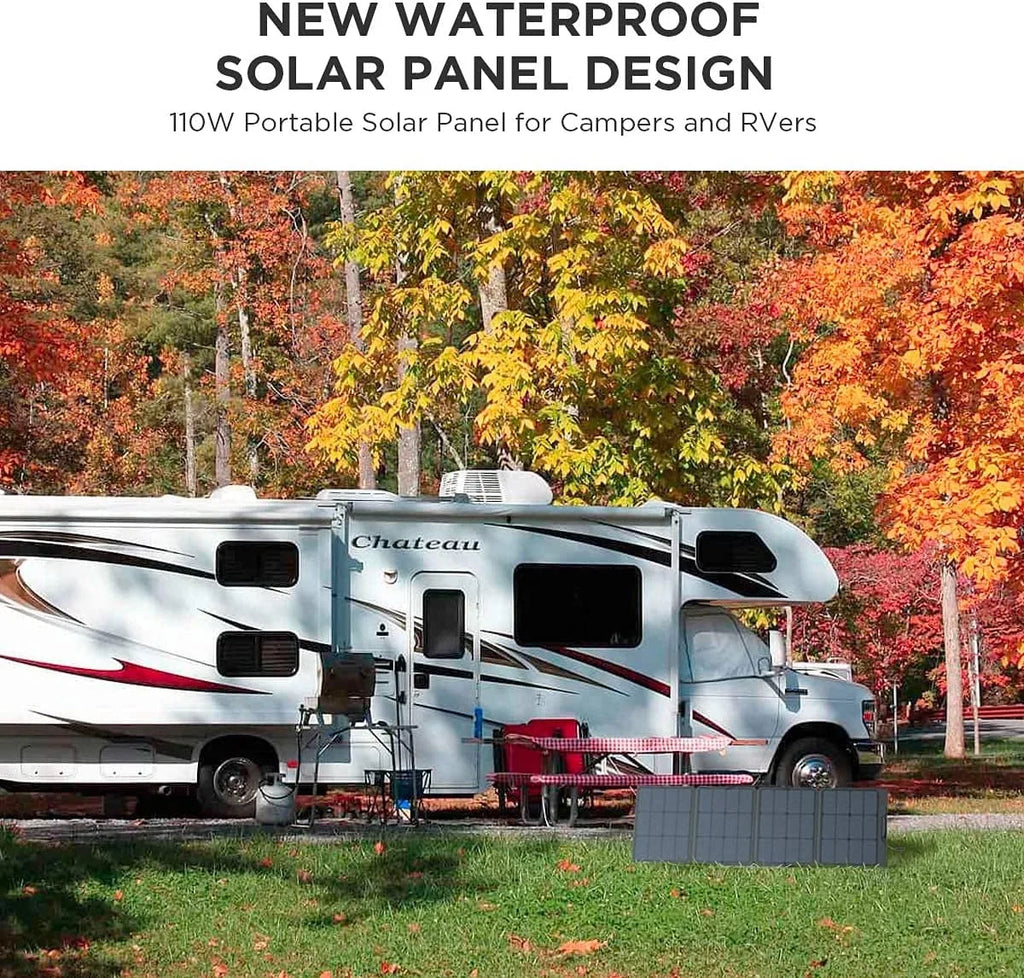 110W Portable Solar Panel for Power Station, Foldable Solar Charger with Adjustable Kickstand, Waterproof IP67 for Outdoor Camping,Rv,Off Grid System