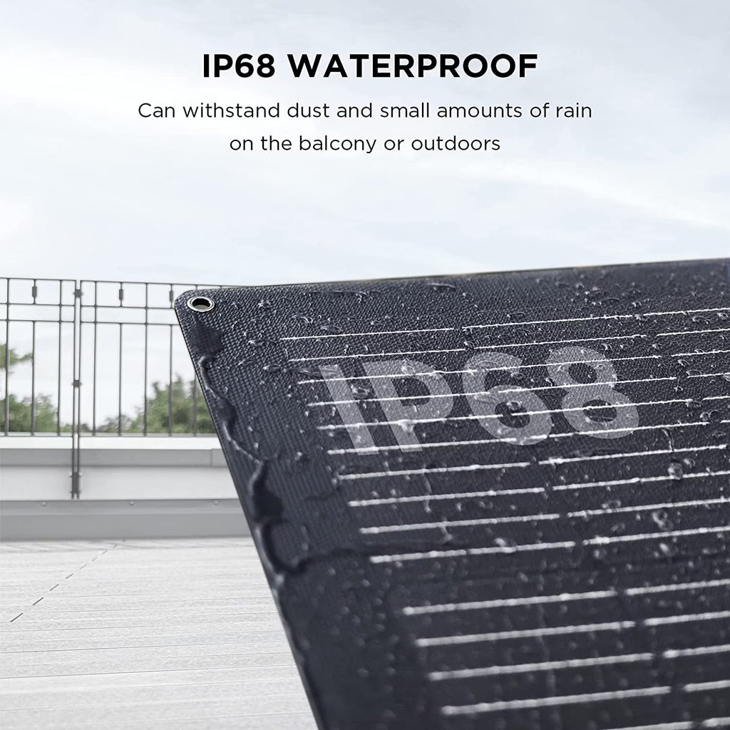 Ecoflow 100W Flexible Solar Panel with High Efficiency Solar Modules, IP68 Waterproofing, Ideal for Off-Grid Solar Panel Kits, PV Charging, Power Kits & Ecosystem