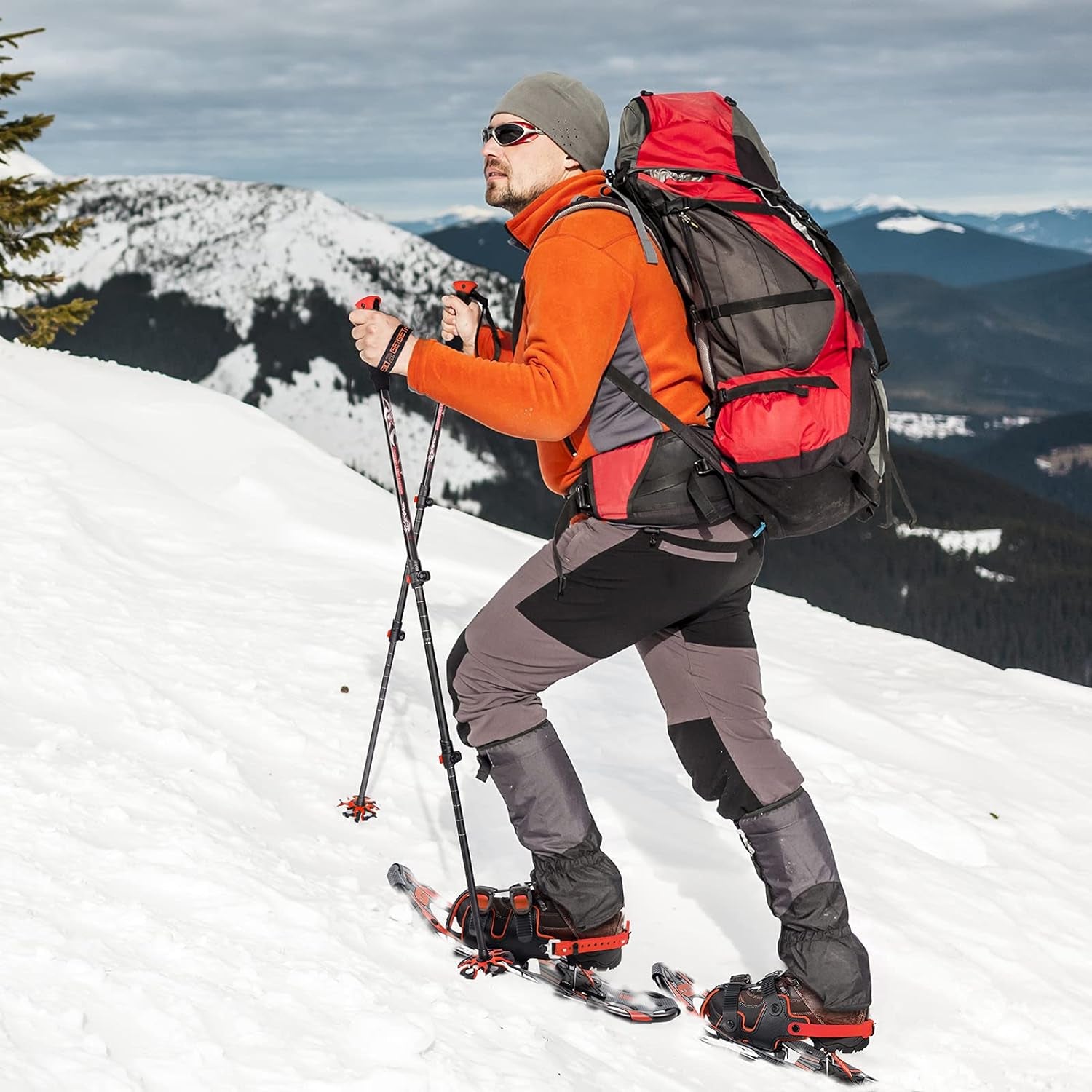 Aluminum Trekking Poles - Quick Adjustable Locks, Comfort Handle, Padded Strap, Snow Baskets - Walking Sticks Suitable for Hiking, Walking