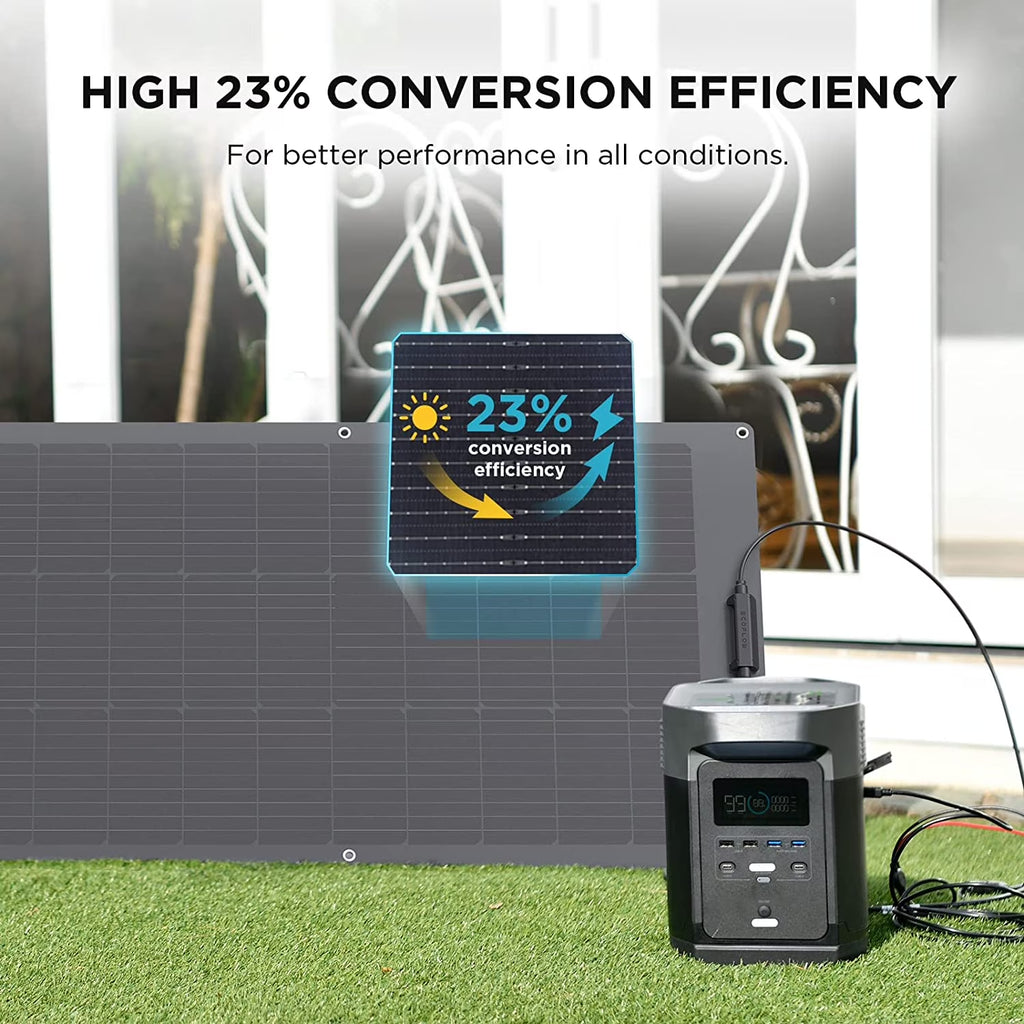 Ecoflow 100W Flexible Solar Panel with High Efficiency Solar Modules, IP68 Waterproofing, Ideal for Off-Grid Solar Panel Kits, PV Charging, Power Kits & Ecosystem