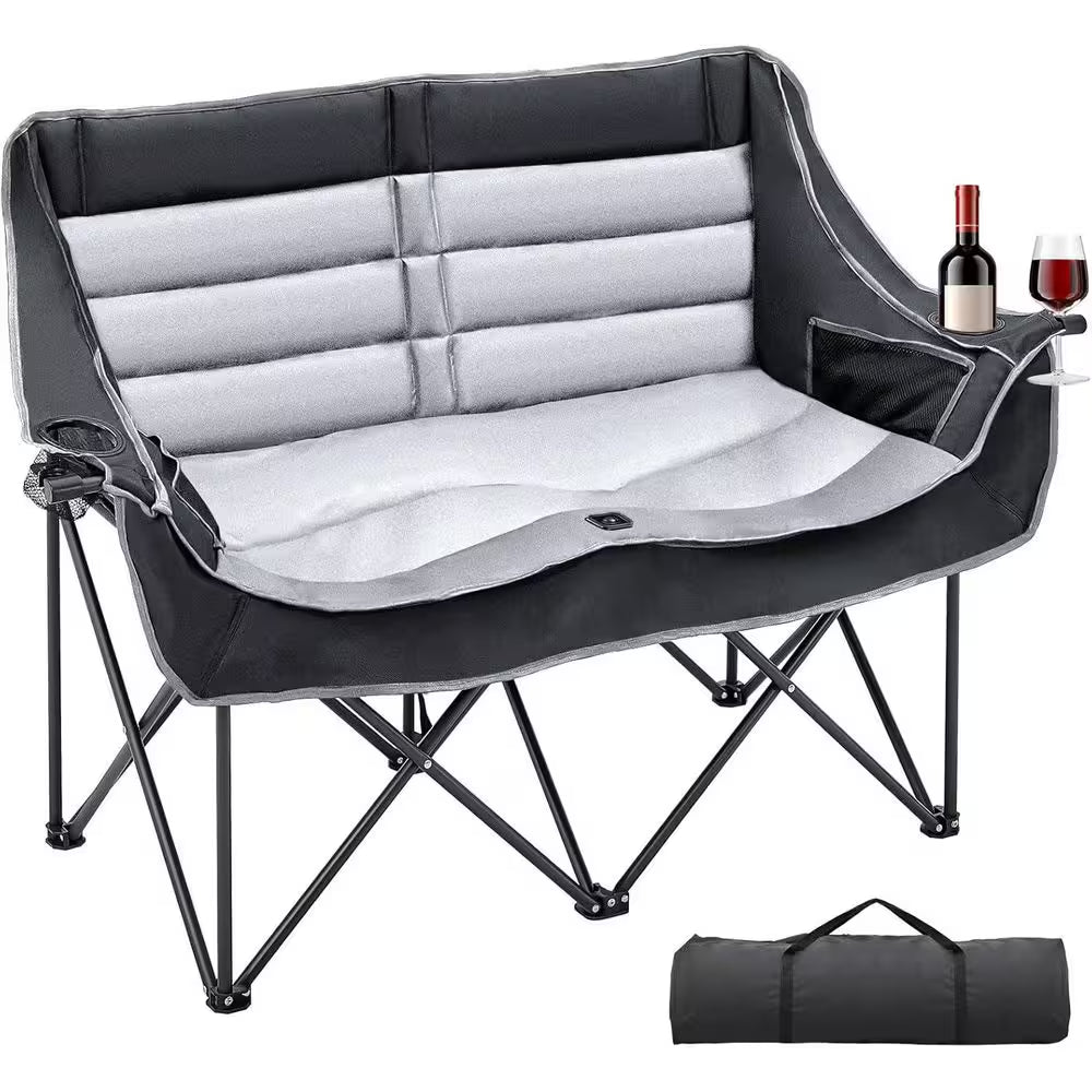 XXXL Oversized Fully Padded Camping Chair 2-Person Folding Loveseat Camping Couch Double Camping Chair, 990 Lbs.