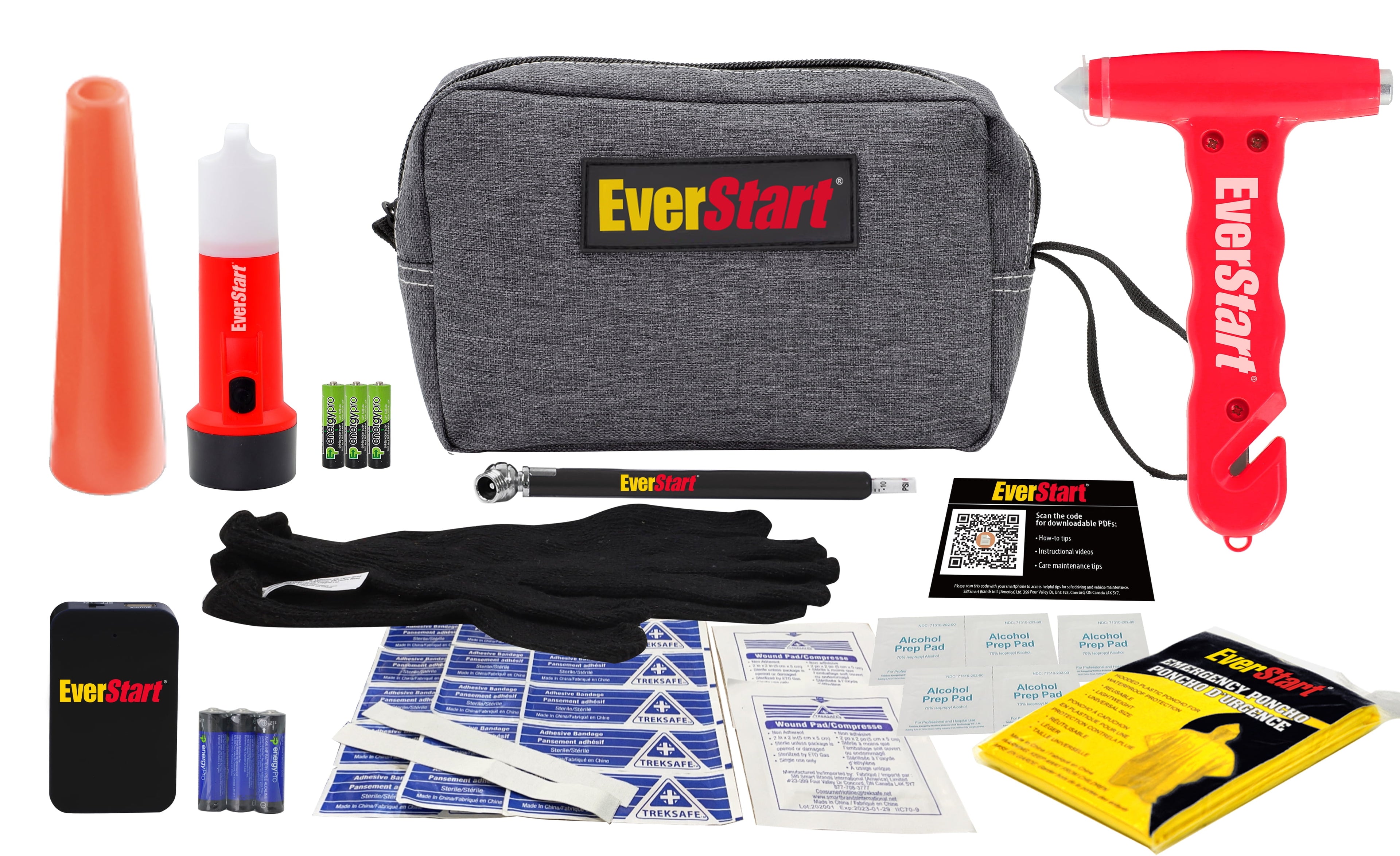 Compact Safety Kit with Escape Hammer & Emergency Signal Light. 3 in X 5 in X 8 in Length