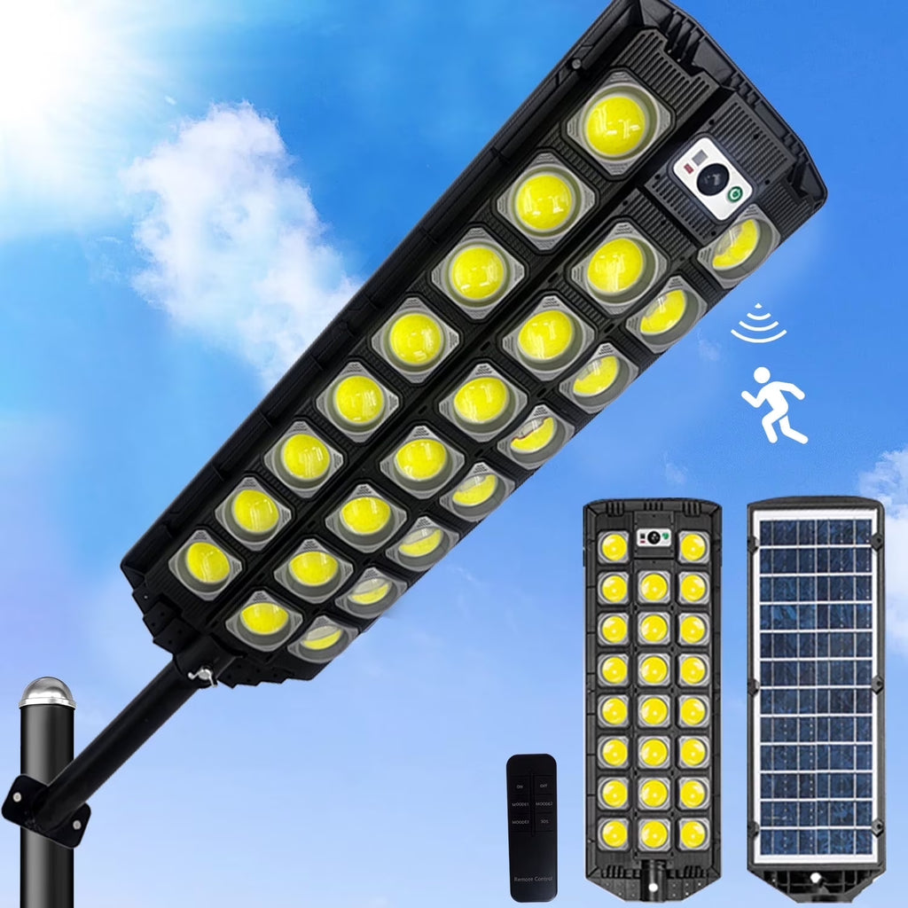 Solar Street Lights,150000Lm Super Bright Outdoor Solar Lights Dusk to Dawn, Large Solar Street Lights Waterproof, Solar Security Flood Lights for Area Lighting Yard Garden Patio Parking Lot Home