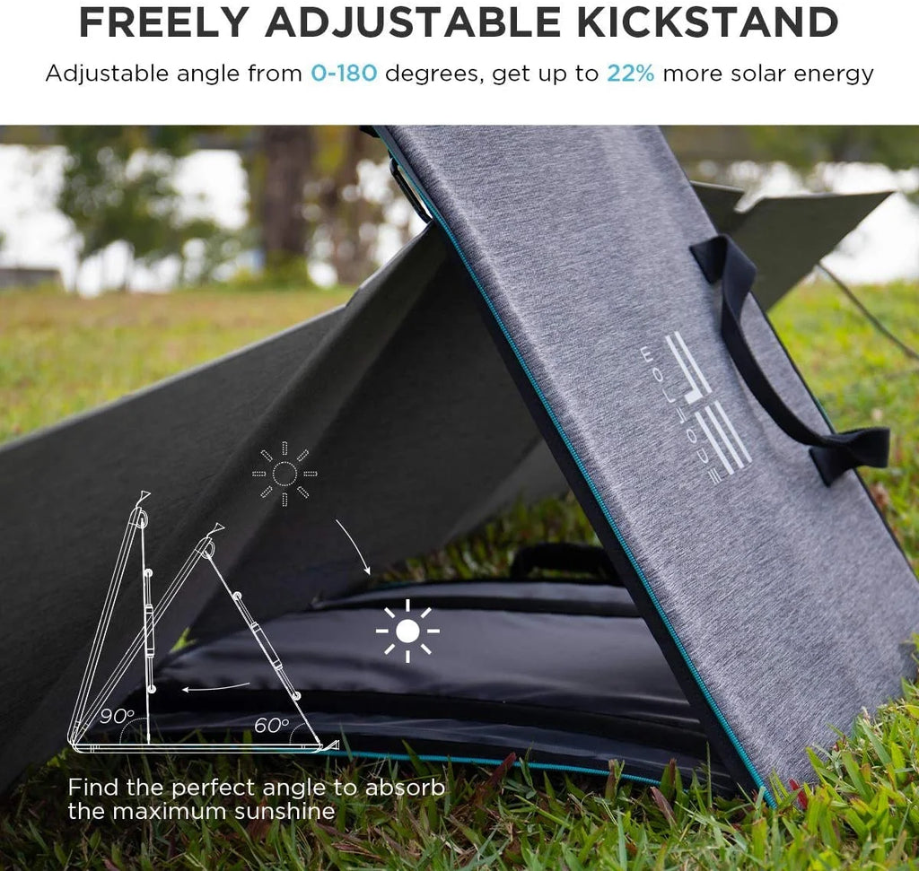 110W Portable Solar Panel for Power Station, Foldable Solar Charger with Adjustable Kickstand, Waterproof IP67 for Outdoor Camping,Rv,Off Grid System