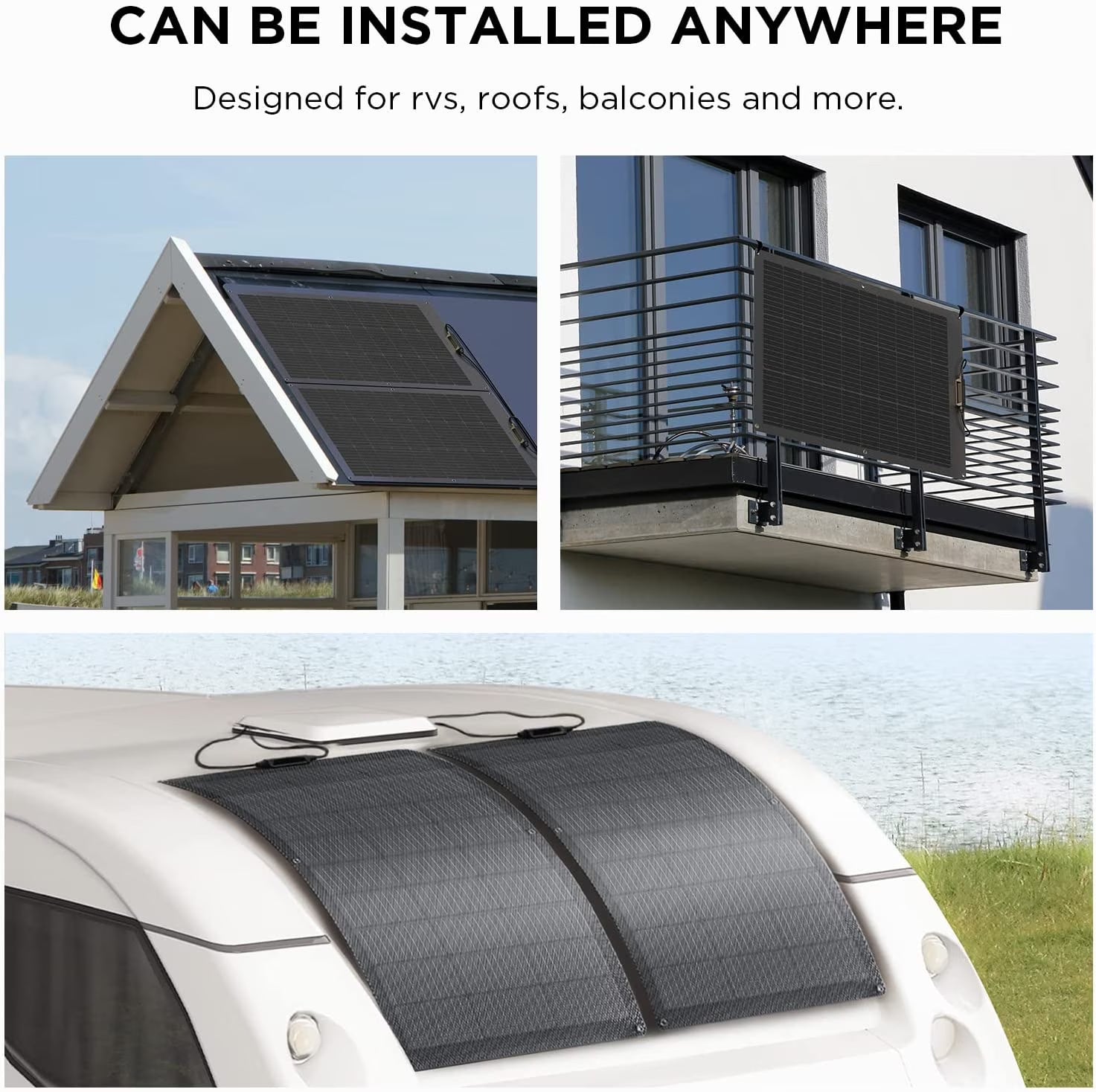 Ecoflow 100W Flexible Solar Panel with High Efficiency Solar Modules, IP68 Waterproofing, Ideal for Off-Grid Solar Panel Kits, PV Charging, Power Kits & Ecosystem